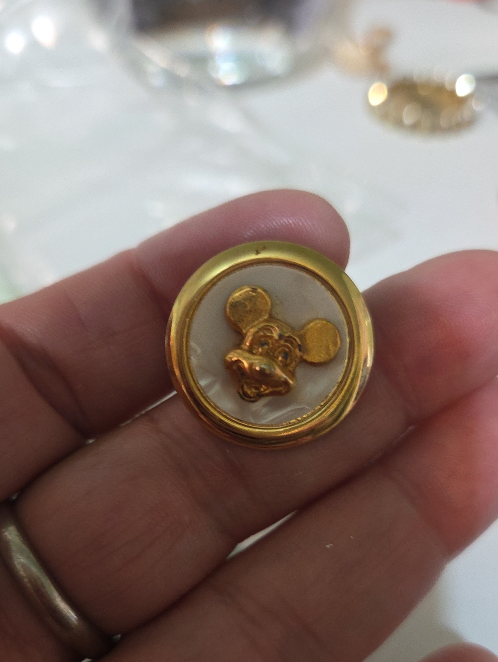 Gold and Cream Mickey Mouse Cufflink